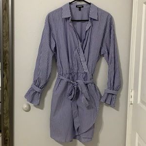 Blue and white striped dress